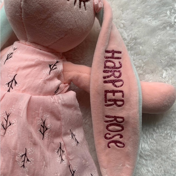 Adorable Pink and Green Bunny Plush Toy - Picture 6 of 6